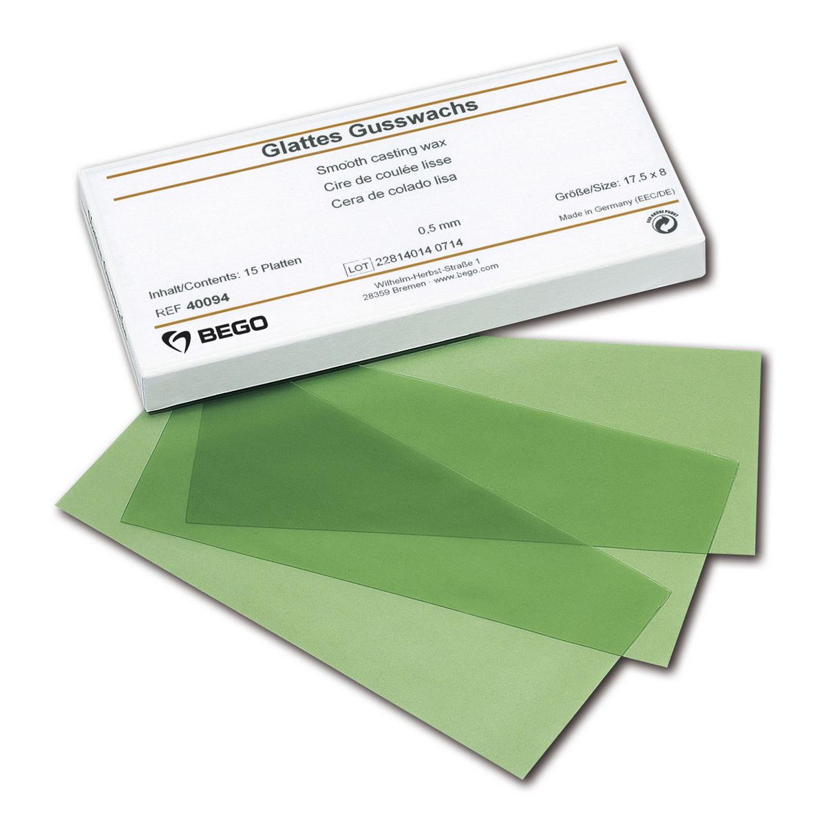 Gusswachs BEGO - Glatt, Stärke 0,50 mm, Platten 15 Stück