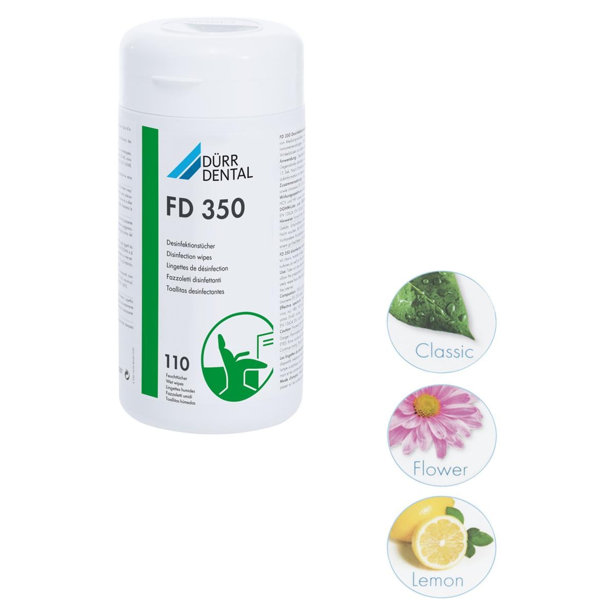 FD 350 Desinfektionstücher - Flower, Format 14 x 22 cm, Dose 110 Tücher