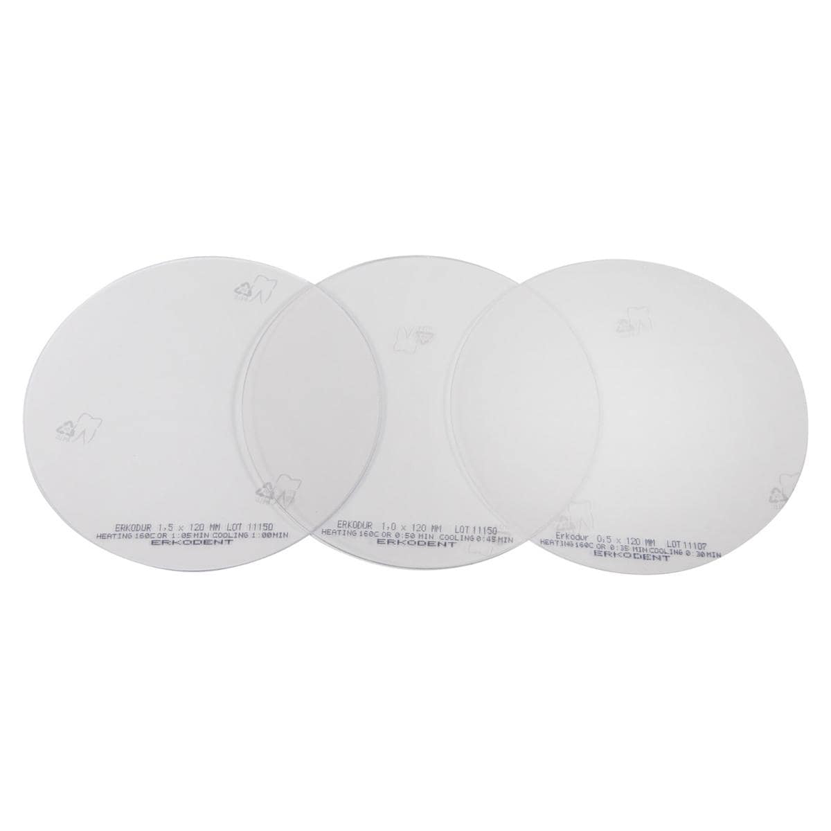 Erkodur klar, mit Isolierfolie, Ø 120 mm (rund) - Stärke 0,5 mm, Packung 100 Stück