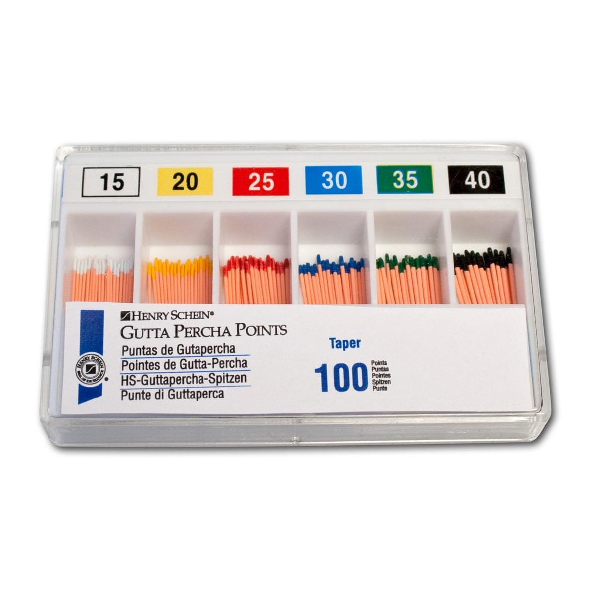 HS-Guttaperchaspitzen Taper - Taper .04, ISO 020, Packung 100 Stück