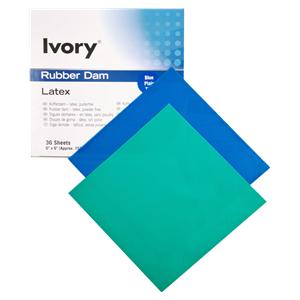 Ivory® Kofferdam Latex für Erwachsene - Blau, heavy, Packung 36 Blatt
