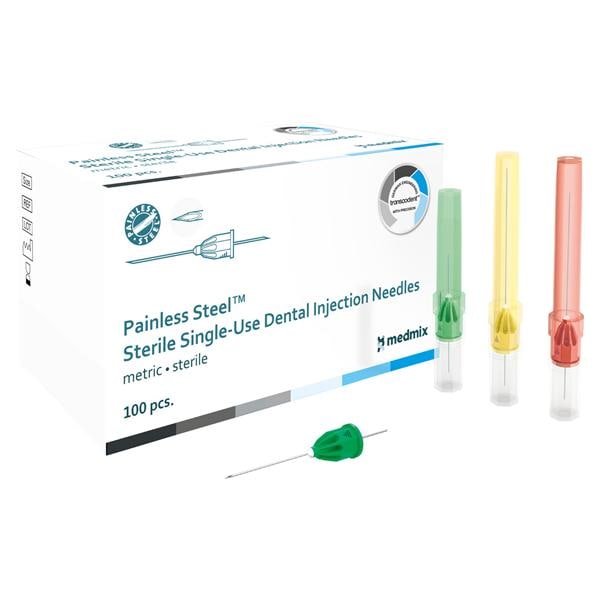 Painless Steel™ Einmal-Injektionskanülen - Gelb - 27G, Ø 0,4 x 25 mm, kurz, Packung 100 Stück