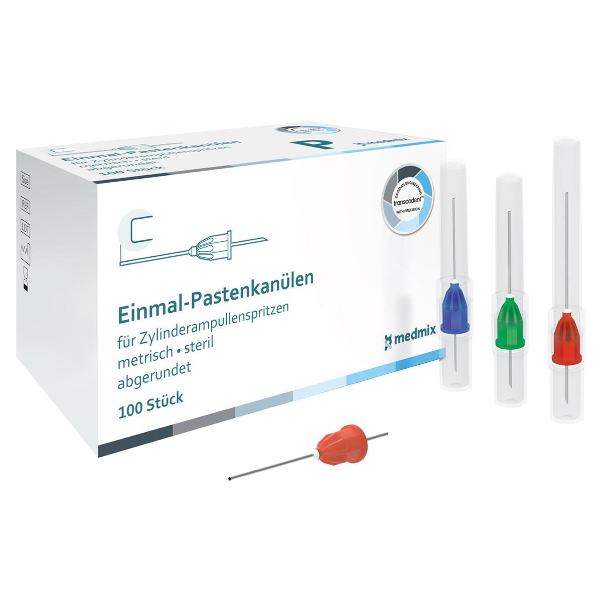 Einmal-Pastenkanülen für Zylinderampullenspritzen - Blau - 23G, 0,6 x 23 mm, Packung 100 Stück