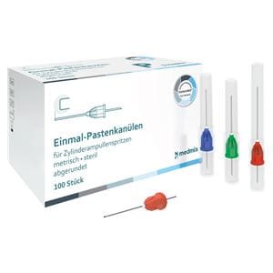 Einmal-Pastenkanülen für Zylinderampullenspritzen - Blau - 23G, 0,6 x 23 mm, Packung 100 Stück