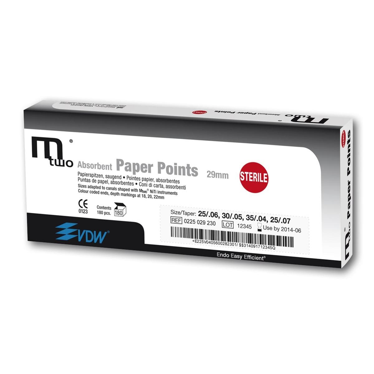 Mtwo® Papierspitzen - Standardpackung - Taper .06, ISO 025, Packung 144 Stück