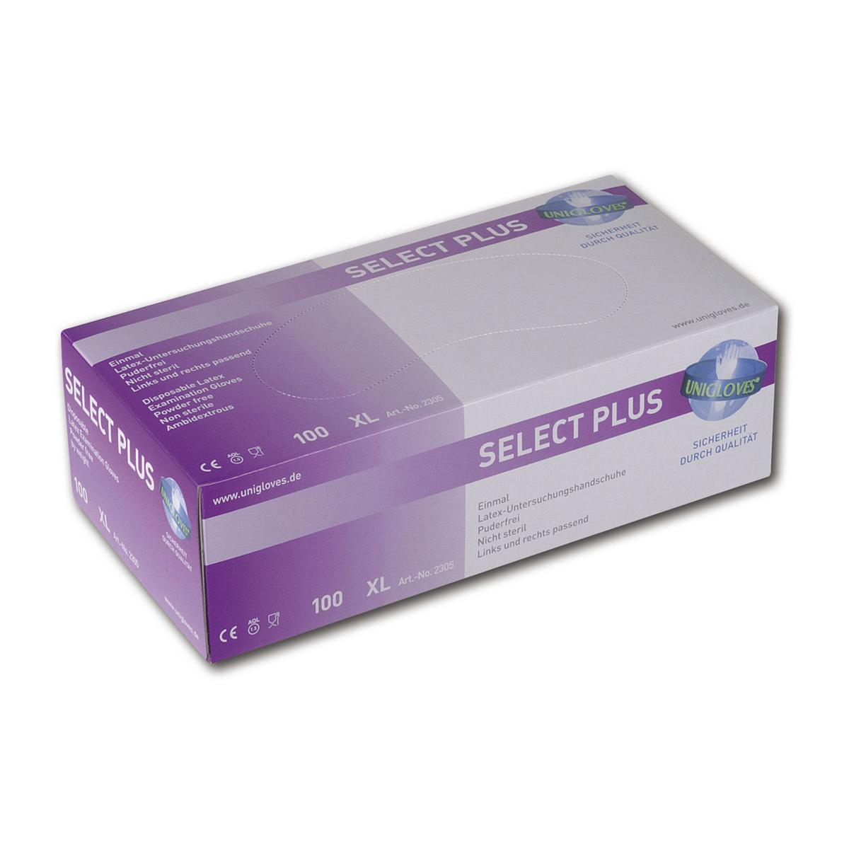 Unigloves® Select Plus Latexhandschuhe puderfrei - Größe XS, Packung 10 x 100 Stück