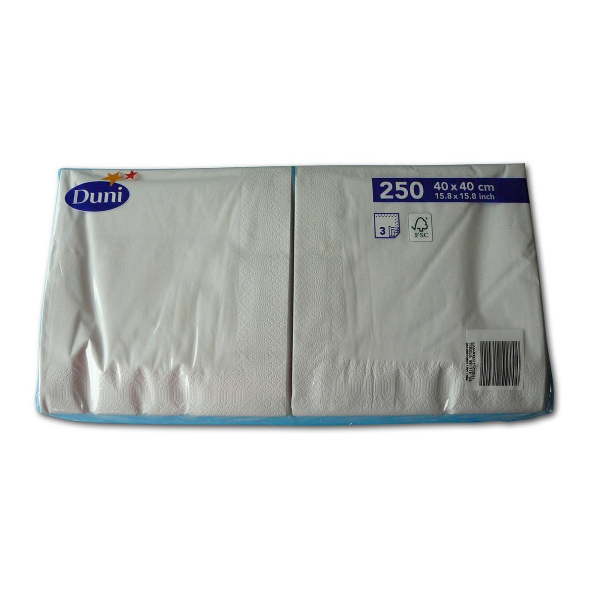 Zellstoffservietten Tissue Uni - Weiß, 3-lagig, Packung 250 Stück