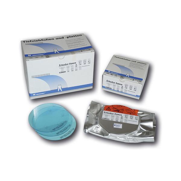 Erkodur freeze türkis-transparent, mit Isolierfolie, Ø 120 mm (rund) - Stärke 1 mm, Packung 20 Stück