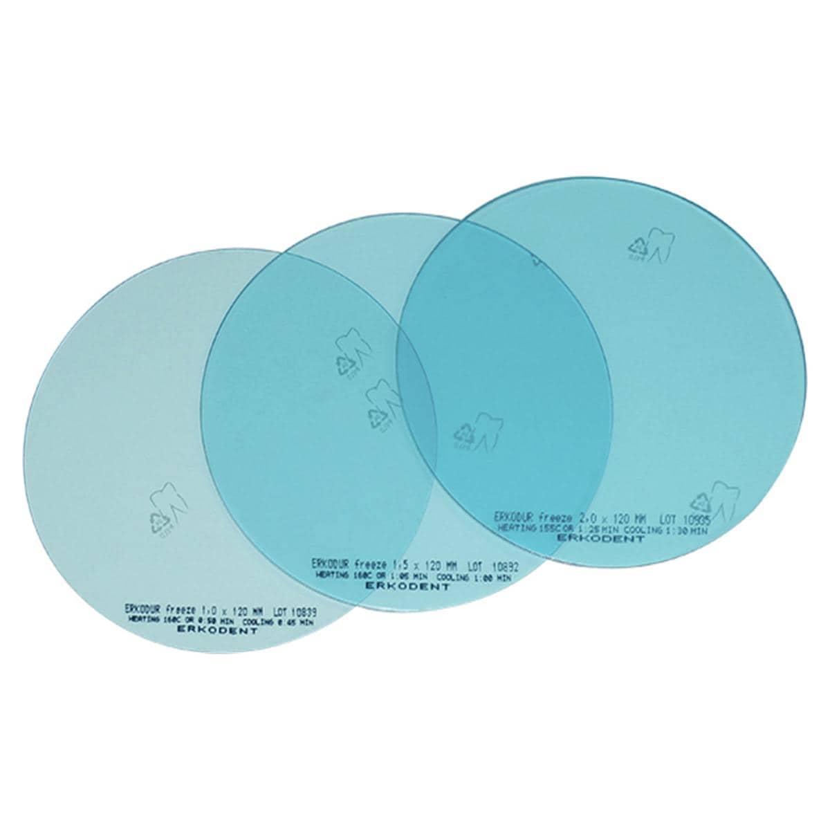 Erkodur freeze türkis-transparent, mit Isolierfolie, Ø 120 mm (rund) - Stärke 1,5 mm, Packung 50 Stück