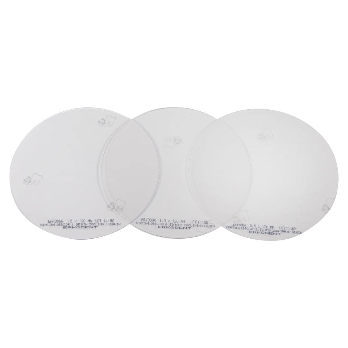 Erkodur klar, mit Isolierfolie, Ø 125 mm (rund) - Stärke 0,5 mm, Packung 100 Stück