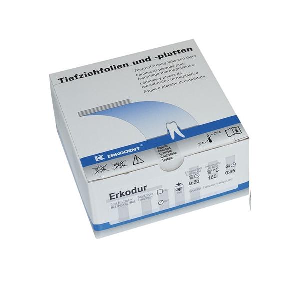 Erkodur klar, mit Isolierfolie, 125 x 125 mm (eckig) - Stärke 0,6 mm, Packung 100 Stück