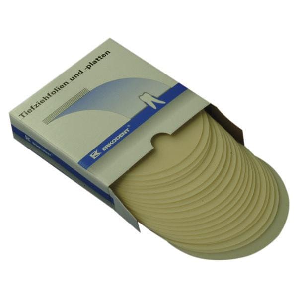 Erkodur-A1 zahnfarben, mit Isolierfolie, Ø 120 mm (rund) - Stärke 0,6 mm, Packung 20 Stück