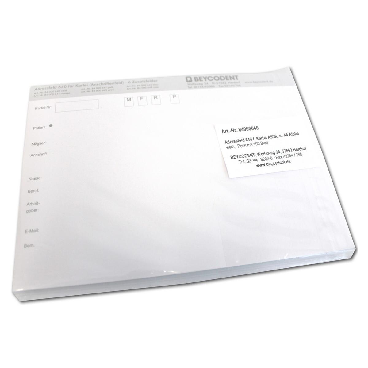 Adressfeld - Typ 640 - Nr. 84.000.640, weiß, Packung 100 Stück