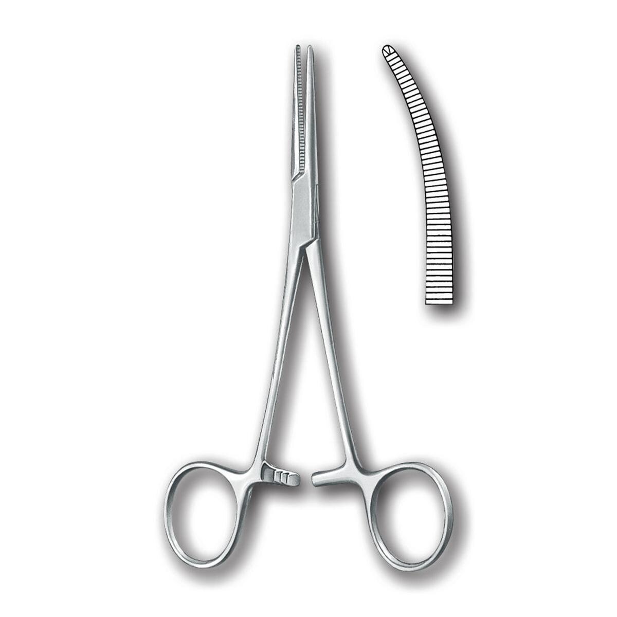 Arterienklemme nach Crile - Gebogen, 1x2 Zähne, Länge 14 cm