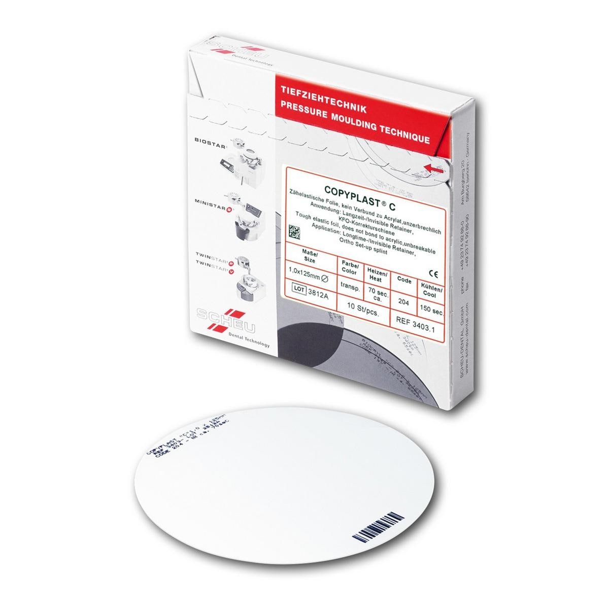 COPYPLAST® C klar, Ø 125 mm (rund) - Stärke 1 mm, Packung 100 Stück