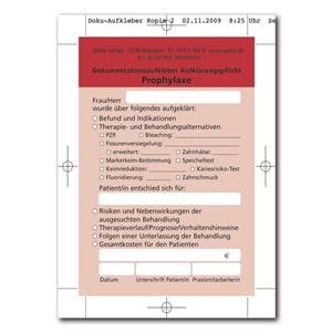 Dokumentationsaufkleber Aufklärungspflicht - Prophylaxe, Packung 50 Stück