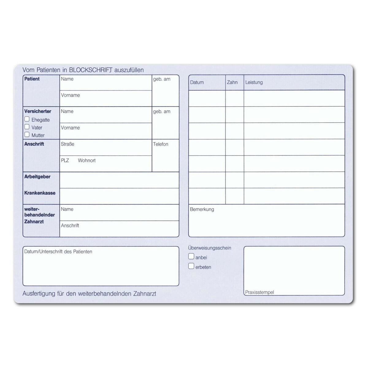 Notfall- Behandlung A5, 2-fach - Block 100 Blätter