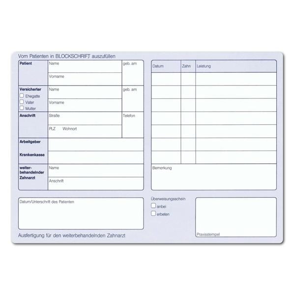 Notfall- Behandlung A5, 2-fach - Block 100 Blätter