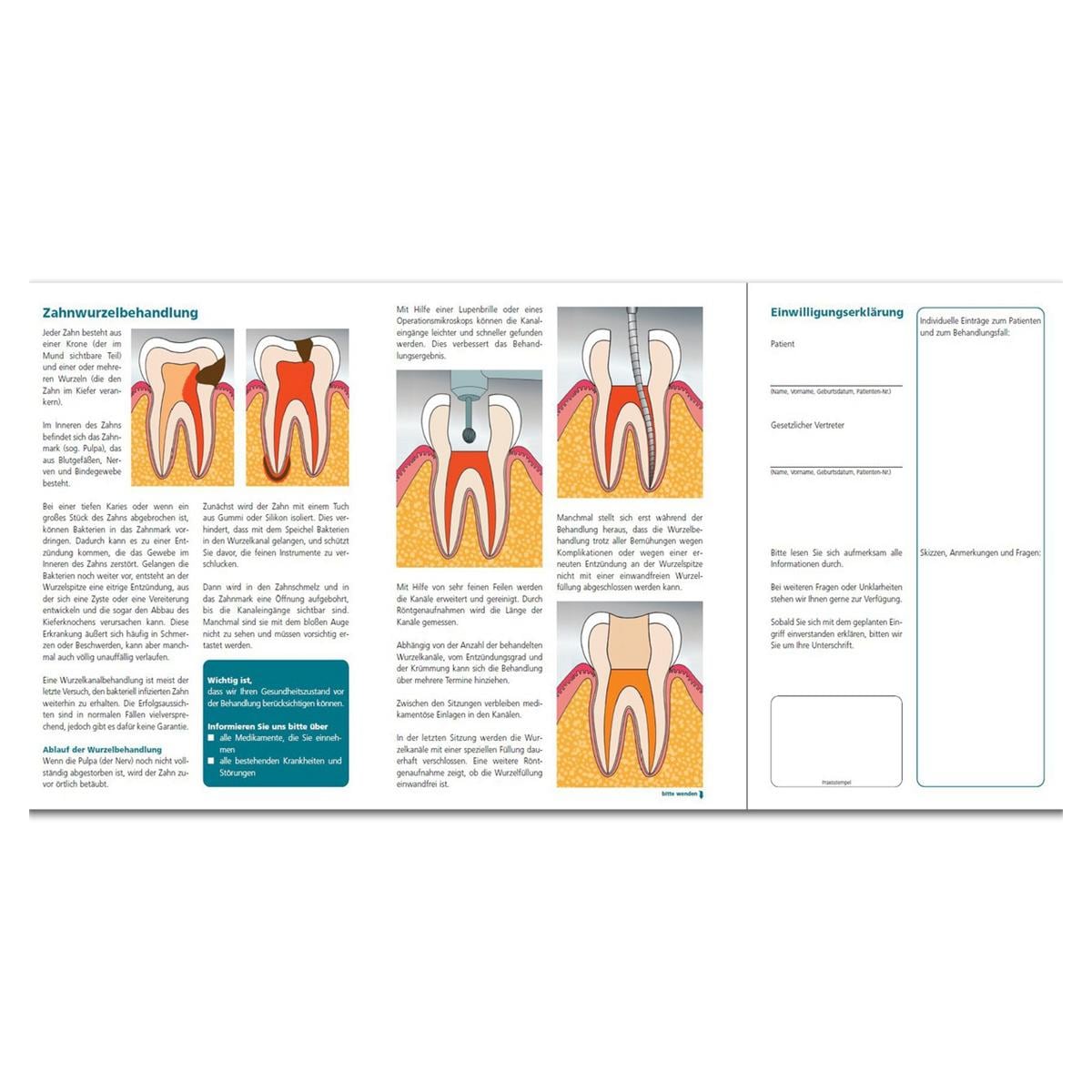 Merkblatt - Einwilligung Endodontie - Packung 20 Stück