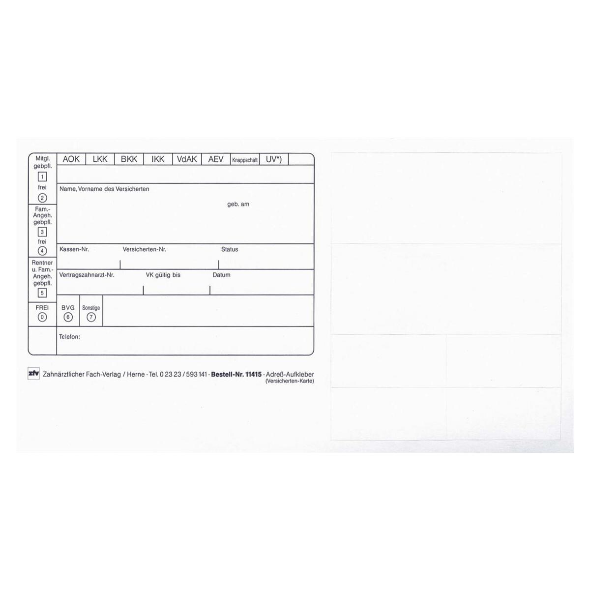 Adress-Aufkleber, Versicherten-Karte - Weiß, Packung 100 Stück