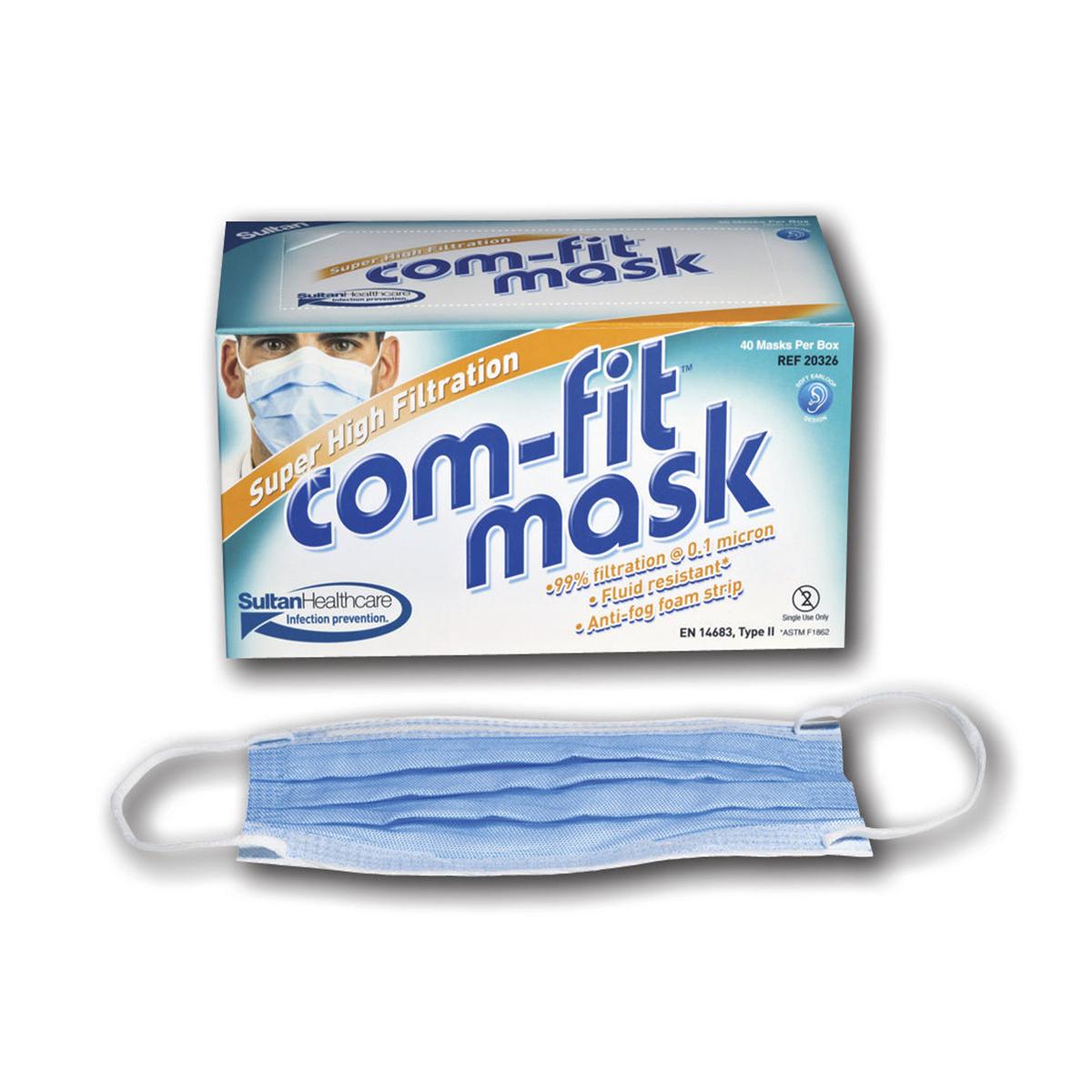 Com-Fit® Super High Filtration Mundschutz - Mit Ohrschlinge, blau, Packung 40 Stück