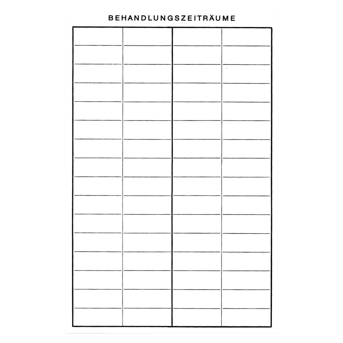 Behandlungszeiträume - Block 50 Blatt