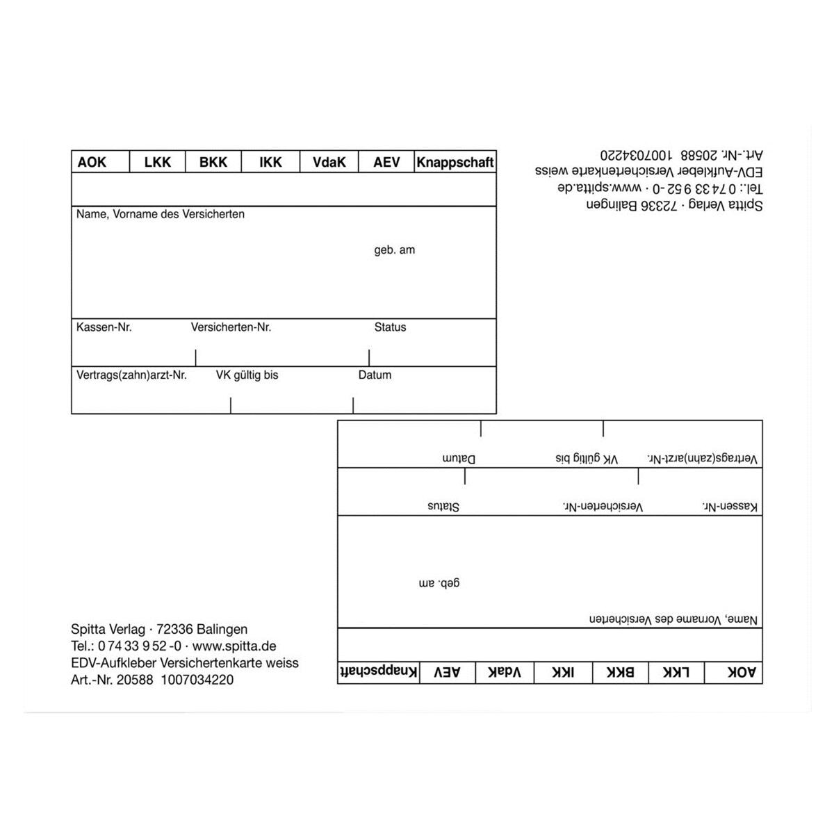 EDV-Anschriftenblatt - Packung 250 Stück