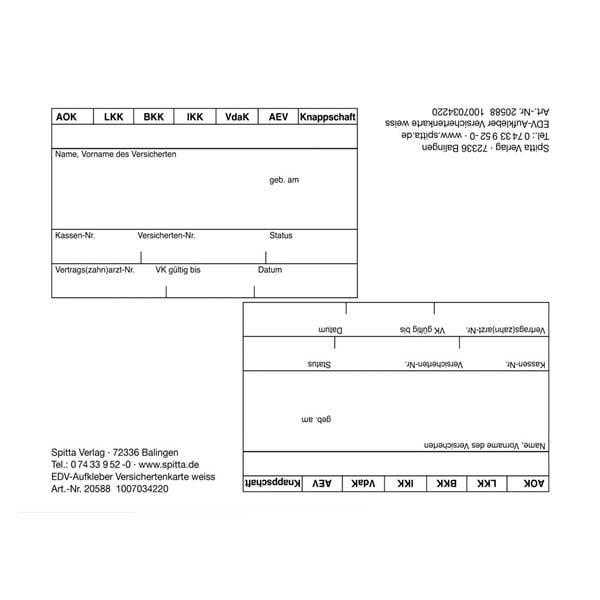 EDV-Anschriftenblatt - Packung 250 Stück
