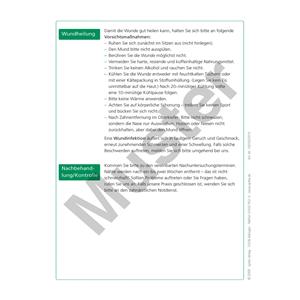Merkblatt - Verhalten nach einer Zahnentfernung - Block 100 Stück