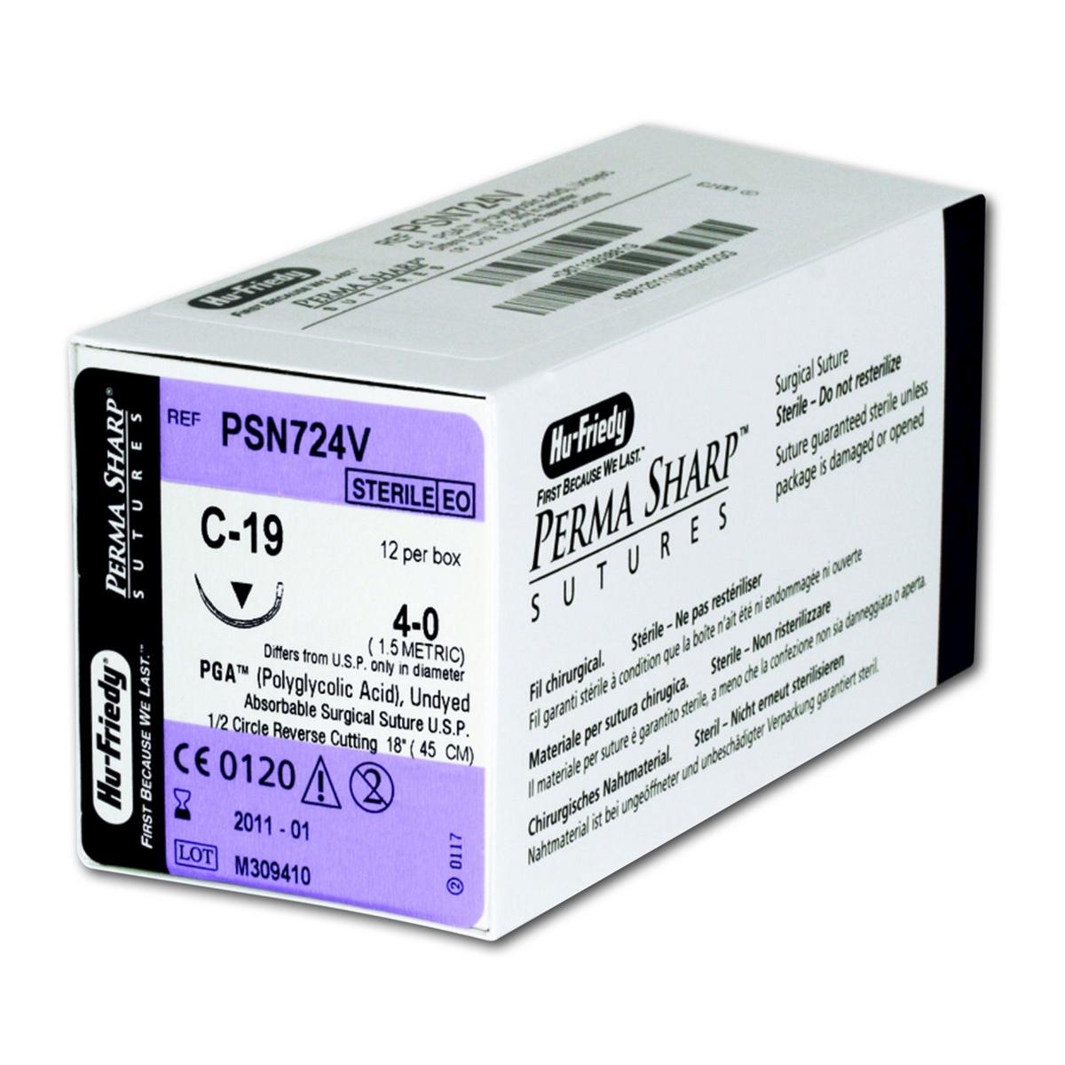 Perma-Sharp™, PGA ungefärbt - Nadeltyp C-19 - USP 4-0, Länge 46 cm, Packung 12 Stück