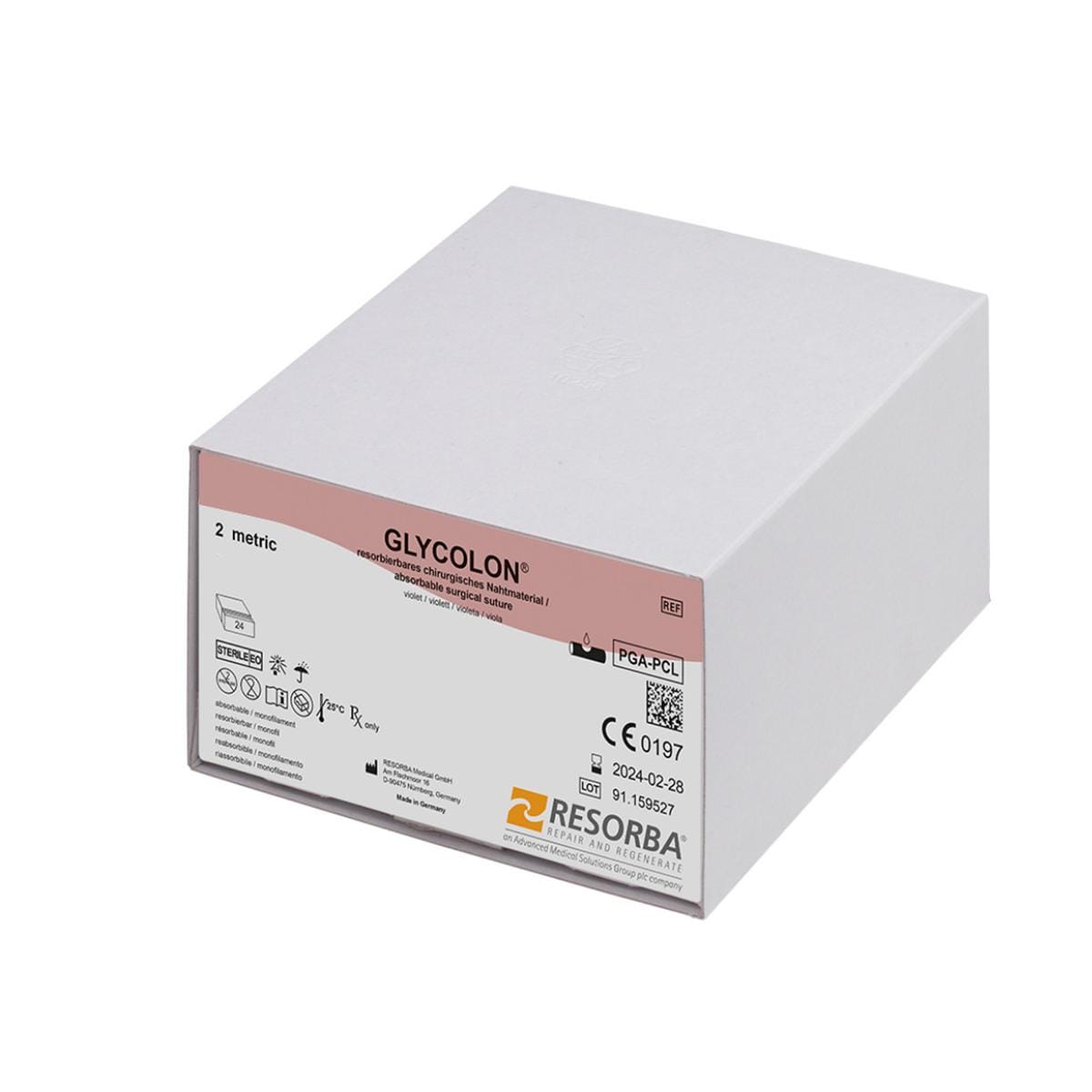 Glycolon® violett - Nadeltyp DS 18 - USP 5-0, Länge 45 cm, Packung 24 Stück