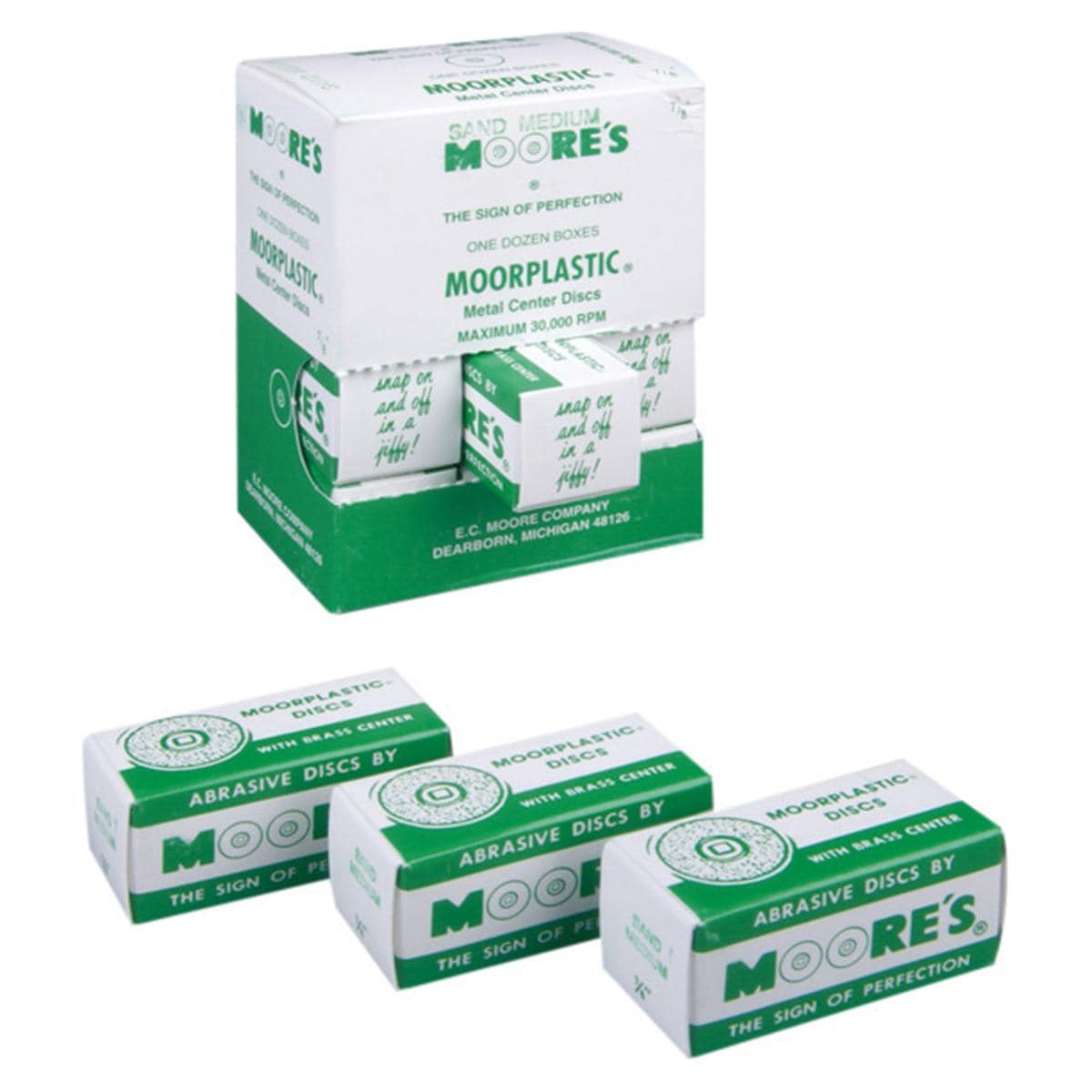 MOOREPLASTIC Snap-on-off Scheiben Sand - Ø 16 mm (5/8), mittel, Packung 200 Stück