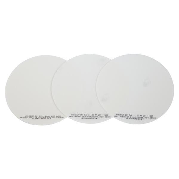 Erkodur-0M1 zahnfarben, mit Isolierfolie, Ø 120 mm (rund) - Stärke 2 mm, Packung 20 Stück