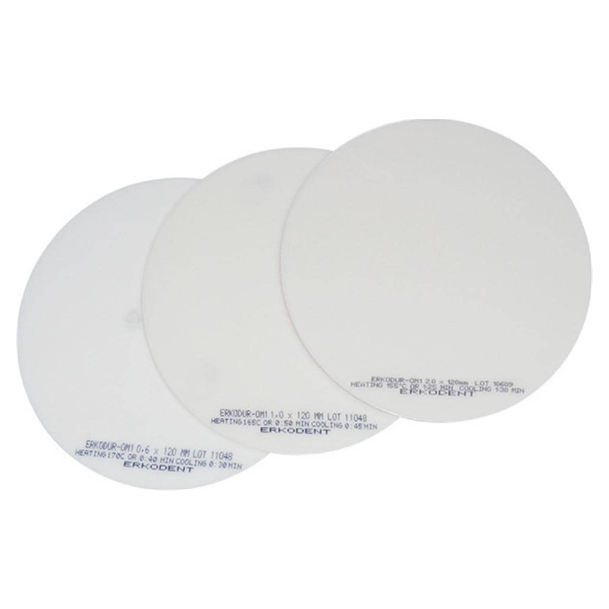 Erkodur-0M1 zahnfarben, mit Isolierfolie, Ø 120 mm (rund) - Stärke 0,6 mm, Packung 20 Stück