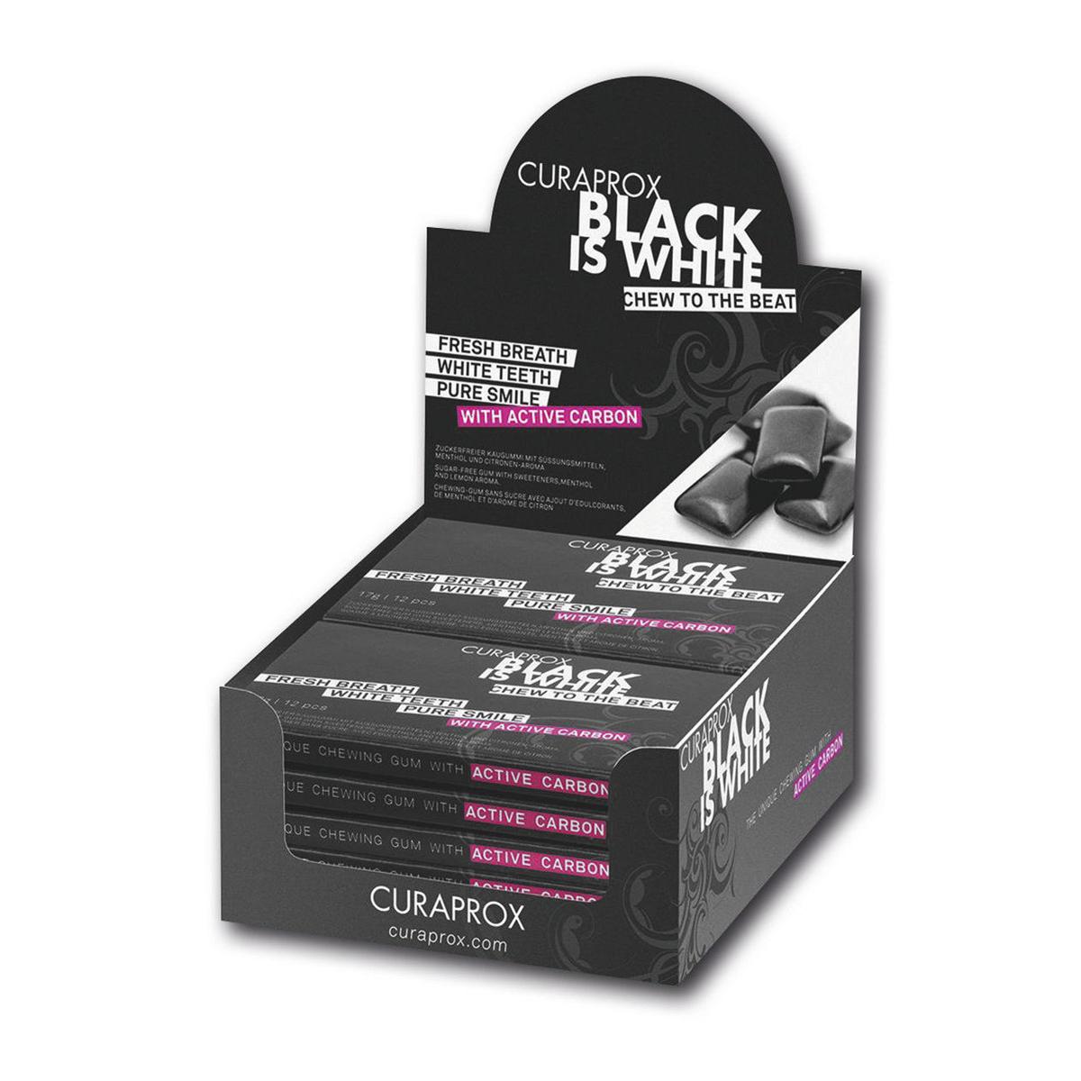 CURAPROX Black is White - aufhellender Kaugummi - Packung 12 x 12 Stück