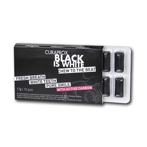 CURAPROX Black is White - aufhellender Kaugummi - Blister 1 x 12 Stück