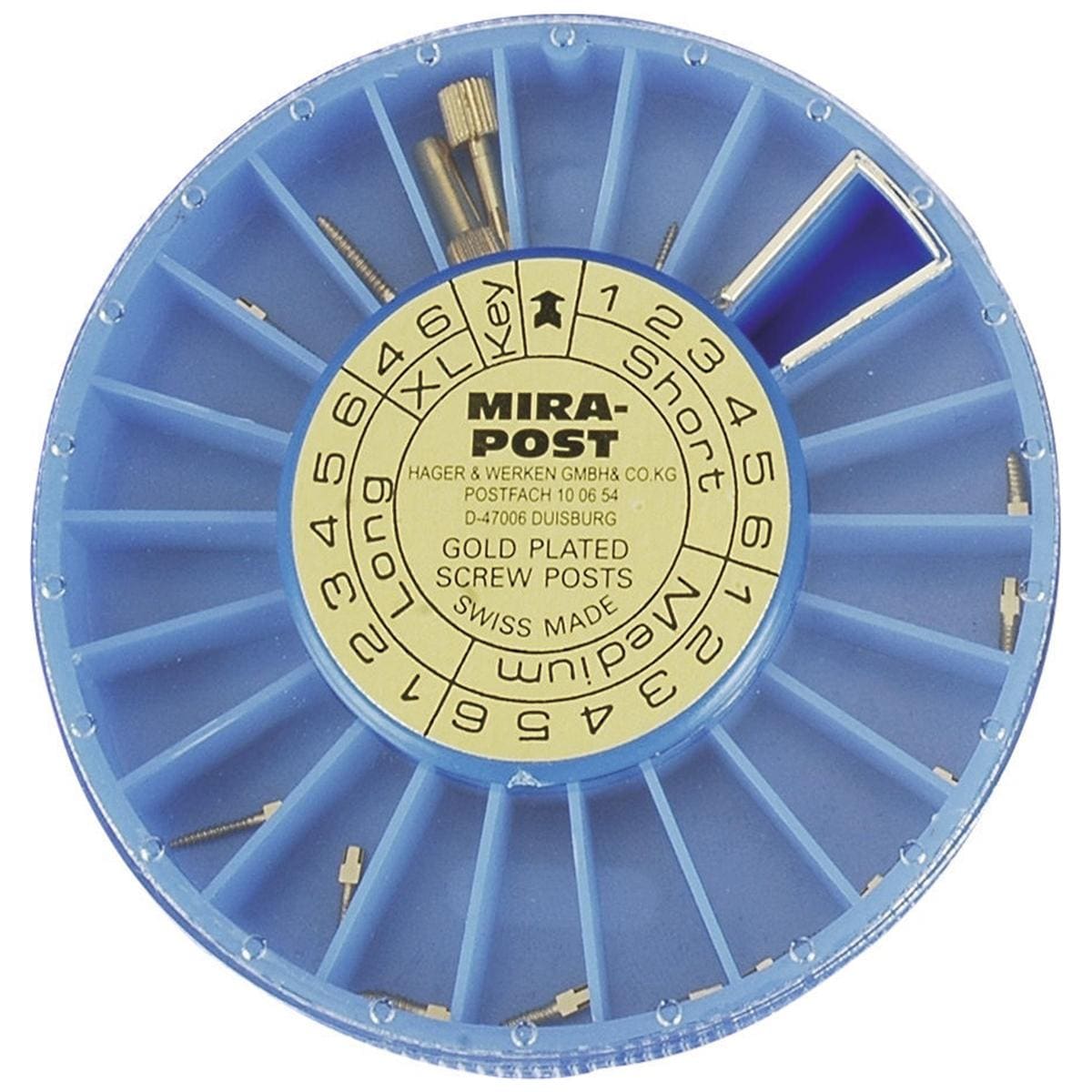 Mirapost® Gold - Größe M2, Länge 9,5 mm, Ø 1,20 mm, Packung 12 Stück