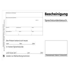 Bescheinigung über Sprechstundenbesuch - Block 100 Blatt