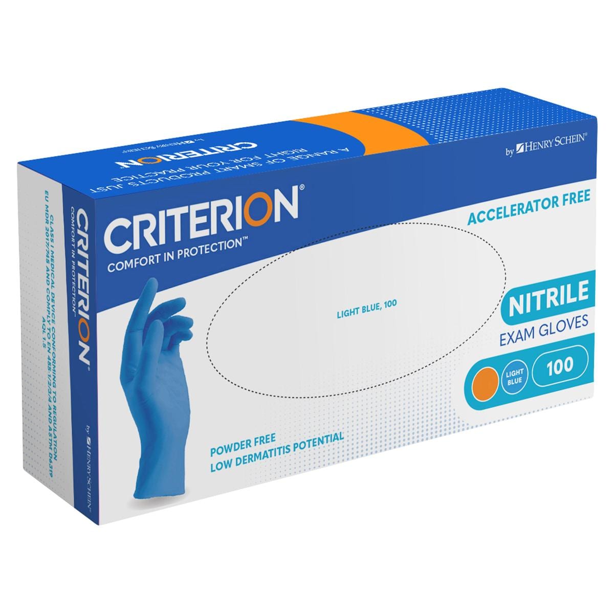 HS-Nitril Handschuhe puderfrei, blau, ohne Beschleuniger, Criterion® - Größe XS, Packung 100 Stück