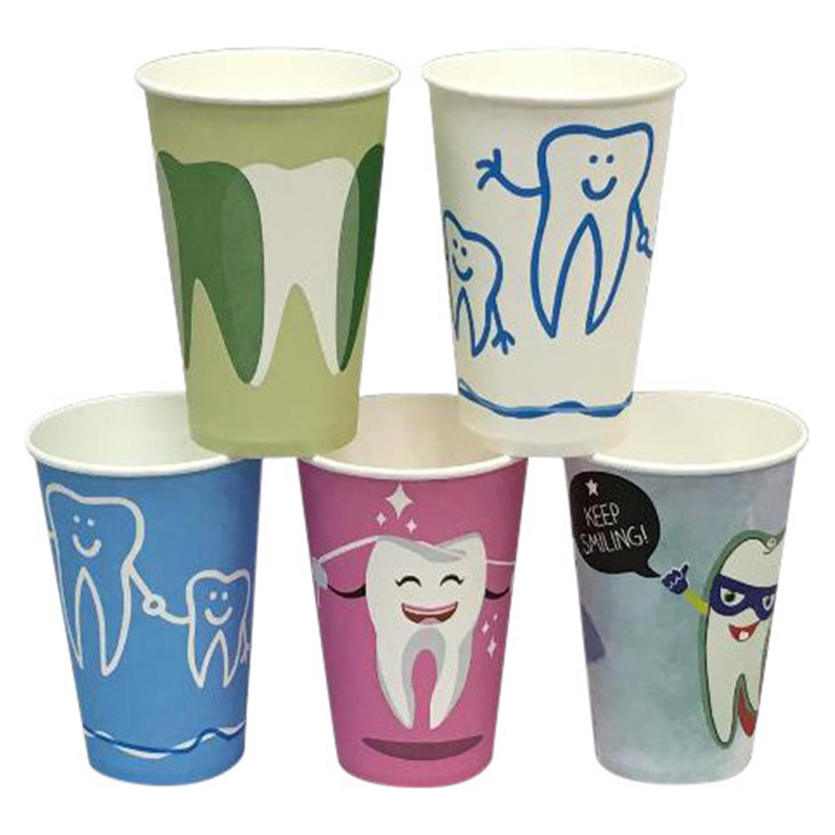 Mundspülbecher Hartpapier - Nachfüllpackung - Weiß / blau, Stange 100 Stück