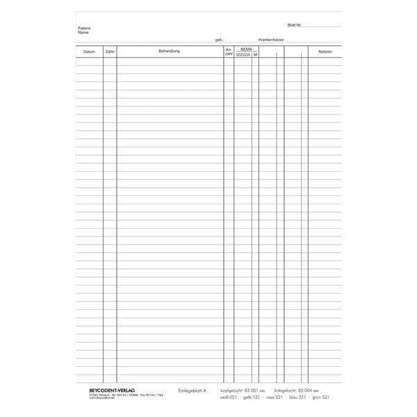 Einlegeblatt A - kopfgelocht - Weiß, Packung 1.000 Stück