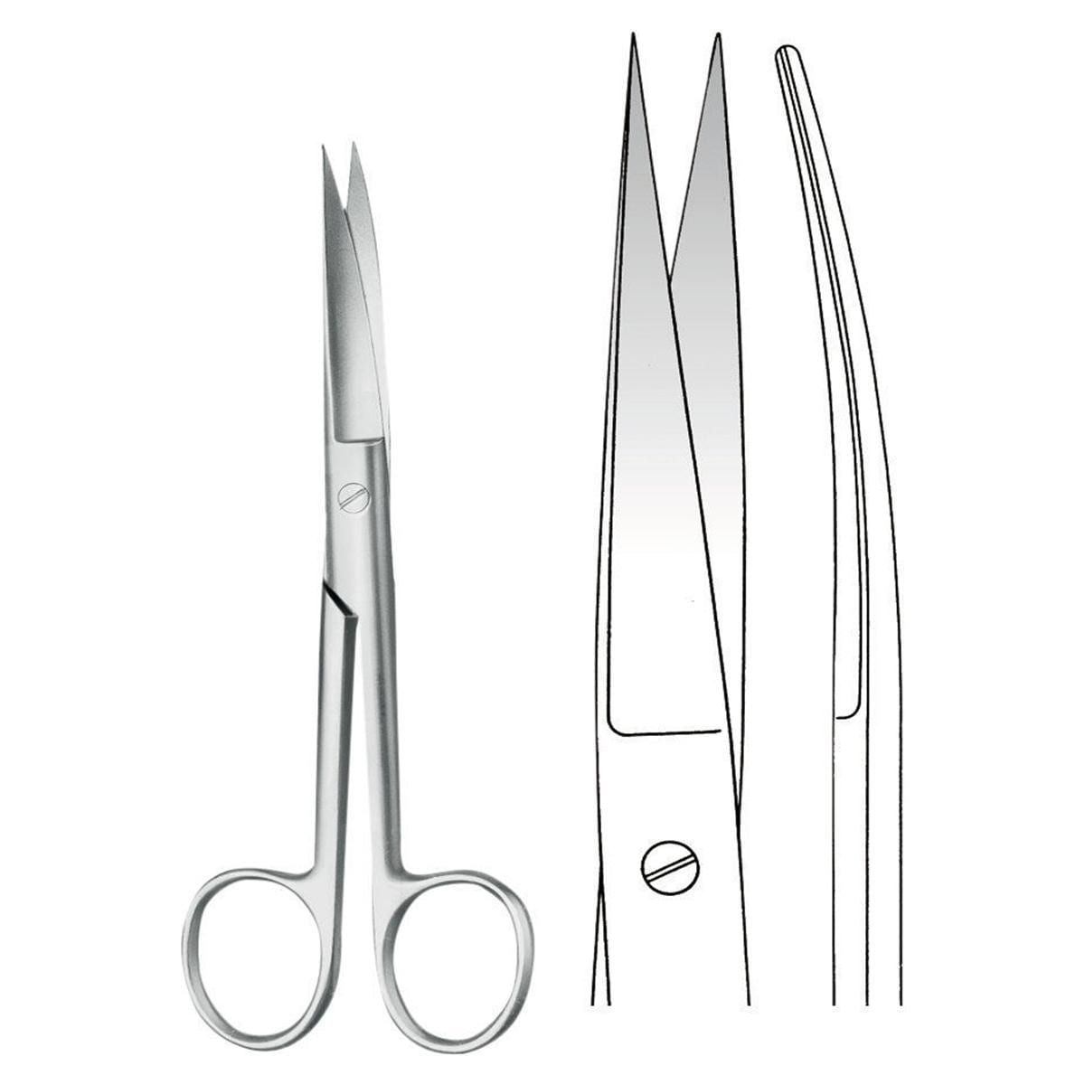 Chirurgische Schere - Länge 16,5 cm, gebogen