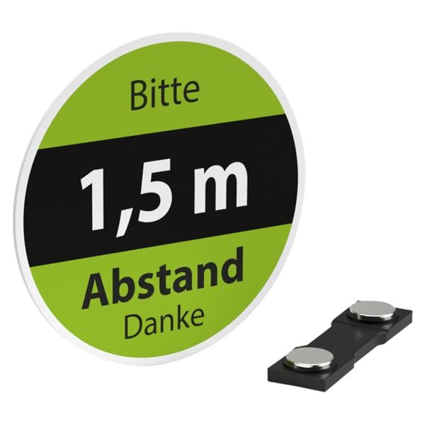 Magnet-Ansteckschilder Abstand Typ B eco - Bitte 1,5 Meter Abstand Danke, Packung 10 Stück