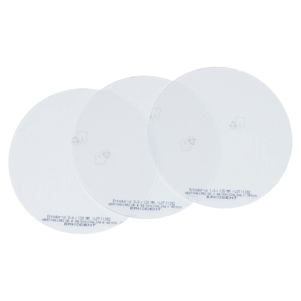 Erkodur-al klar, mit Isolierfolie, Ø 120 mm (rund) - Stärke 0,6 mm, Packung 100 Stück