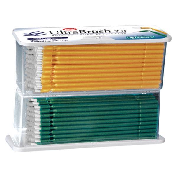 Ultrabrush® Bürstenapplikator 2.0 - Nachfüllpackung - Gelb/Grün, Regular, Packung 200 Stück