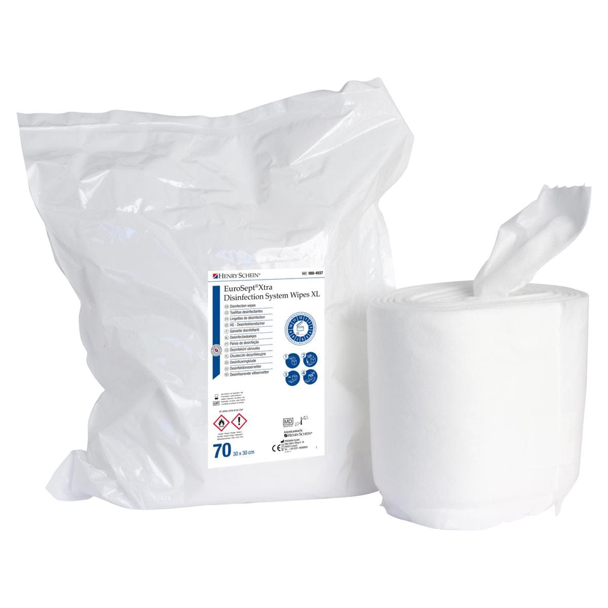HS-Wipes Eurosept® Xtra - Größe XL, Format 30 x 30 cm, Tücher 70 Stück