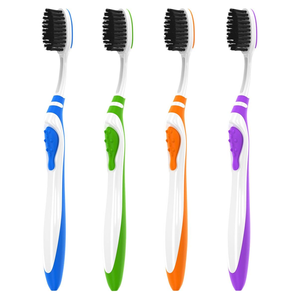 HS-Acclean® Zahnbürste, Aktivkohle-Borsten & Zungenreiniger - Packung 72 Stück