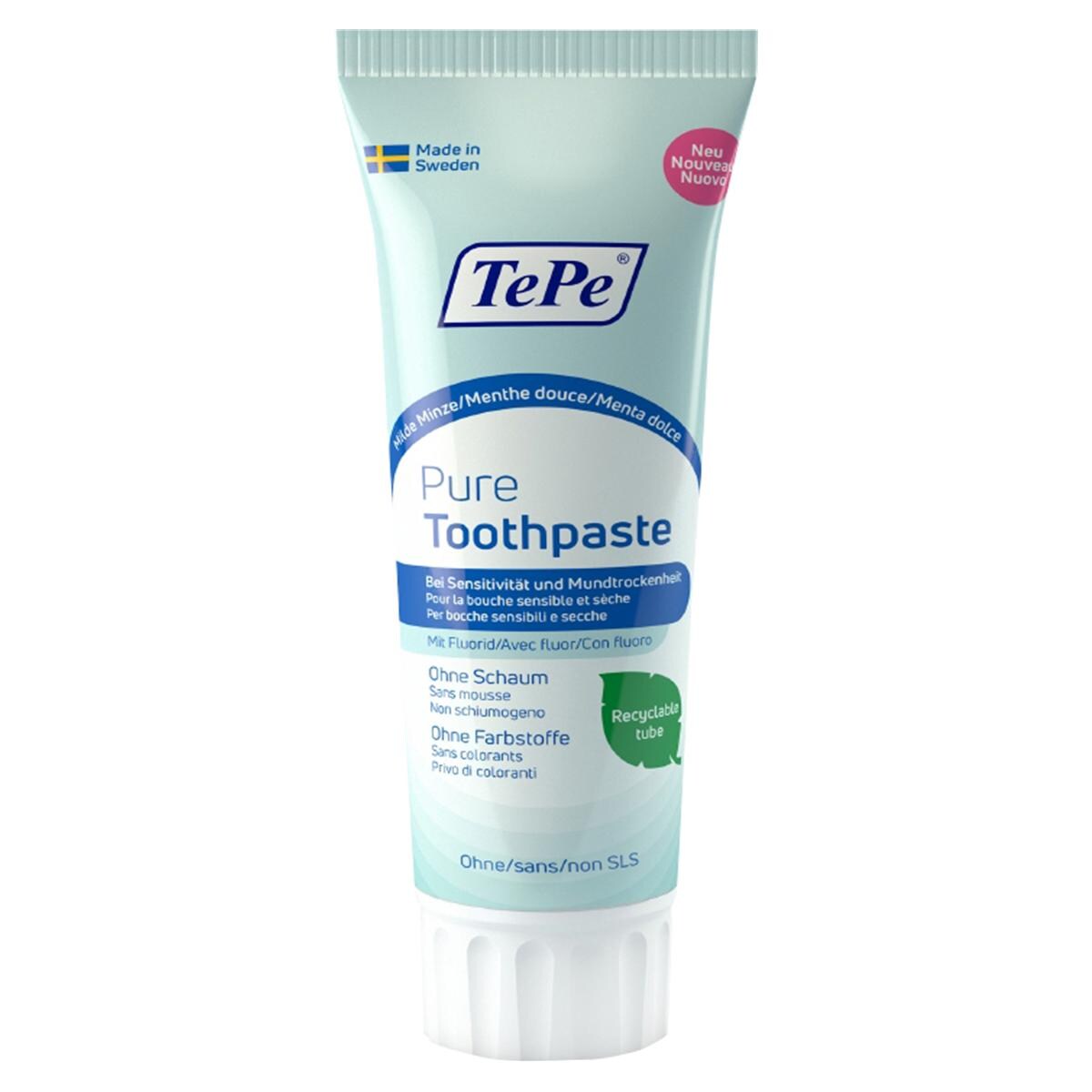 TePe Pure™ Zahnpasta milde Minze - Tube 75 ml