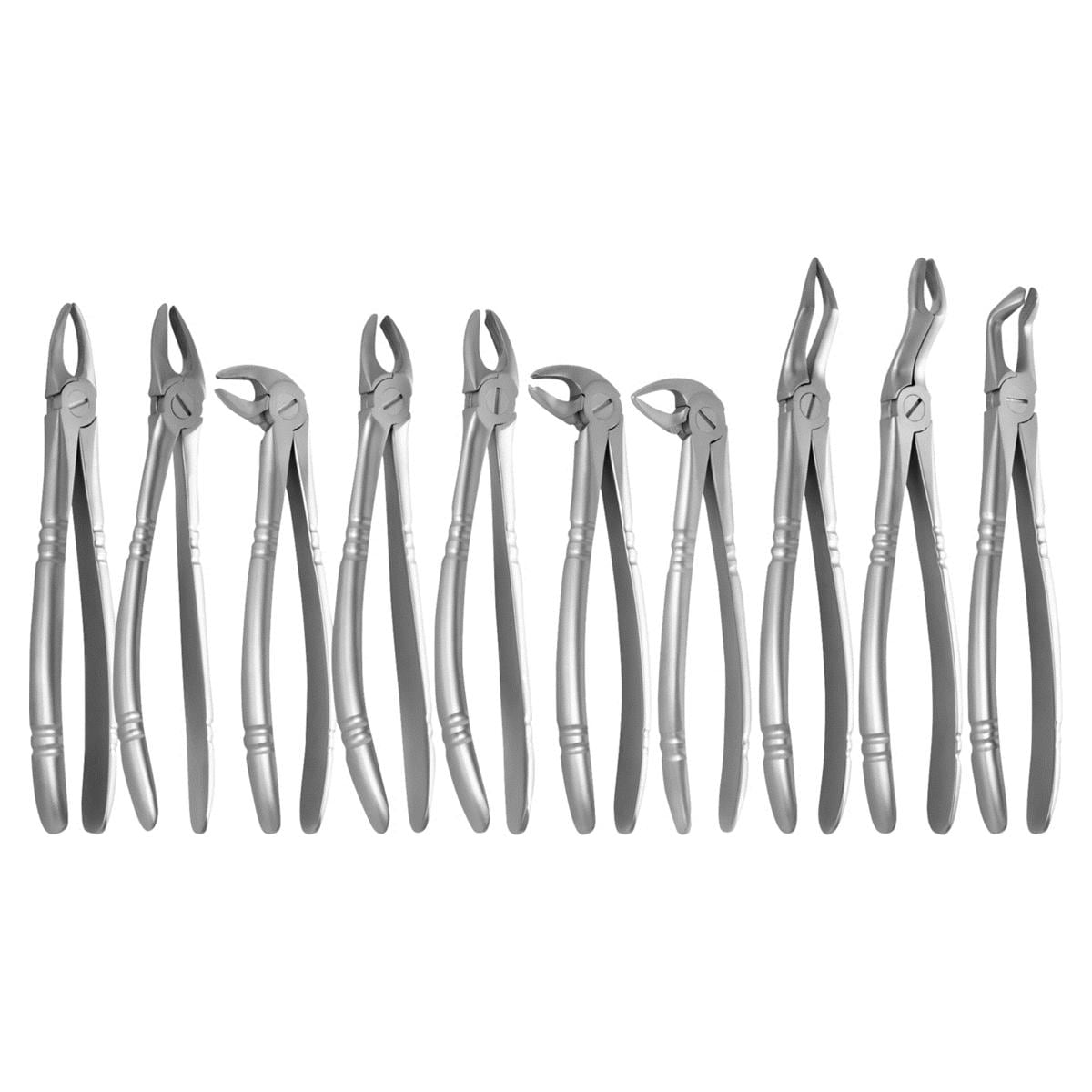 Extraktionszangenset mit Haftprofil, ergonomisch - Set mit 10 Zahnzangen