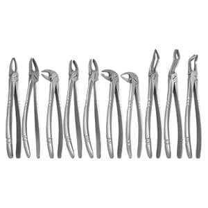 Extraktionszangenset mit Haftprofil, ergonomisch - Set mit 10 Zahnzangen